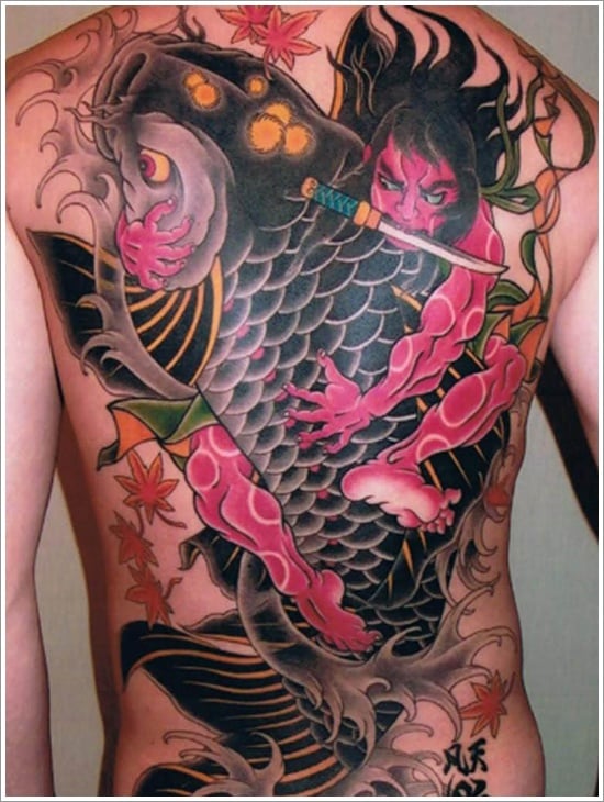 Japanese Koi Fish Tattoo Back