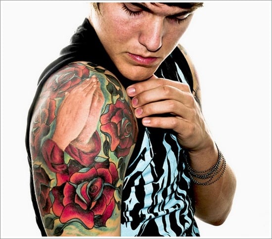 Flower Shoulder Tattoo Men