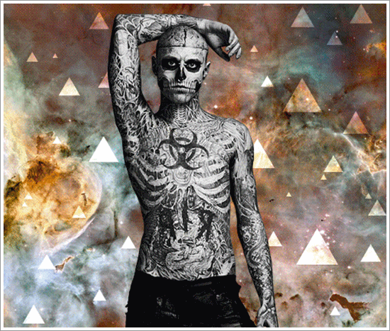 One of the most full body tattoo design with skull, zombie boy Rick Genest