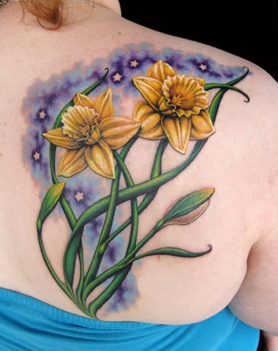 30 Lovely and Peaceful Daffodil Tattoo Designs