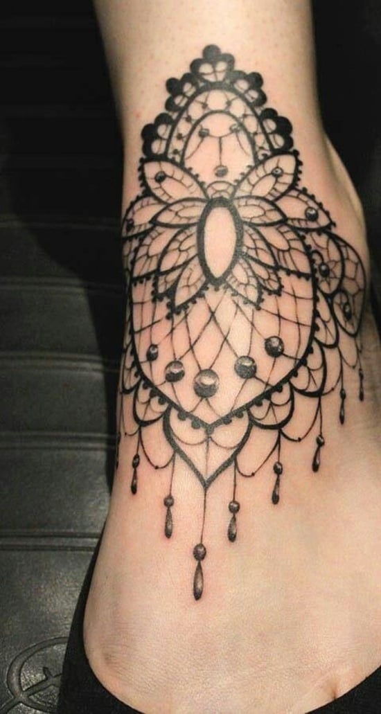 really cool chandelier tattoo design. It almost looks like lace and 