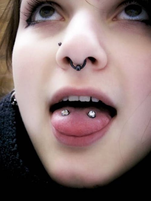  cute-Two Tongue Piercing 