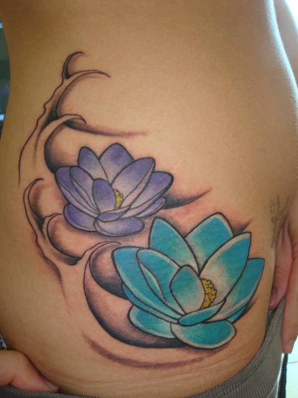 Japanese -Lotus Flower tattoo hip 