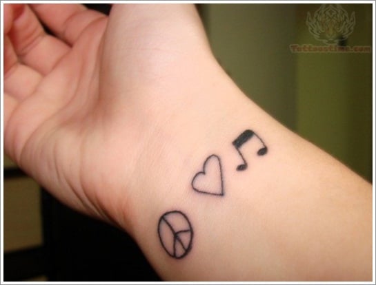  Love Music Peace-tattoo-on-wrist 