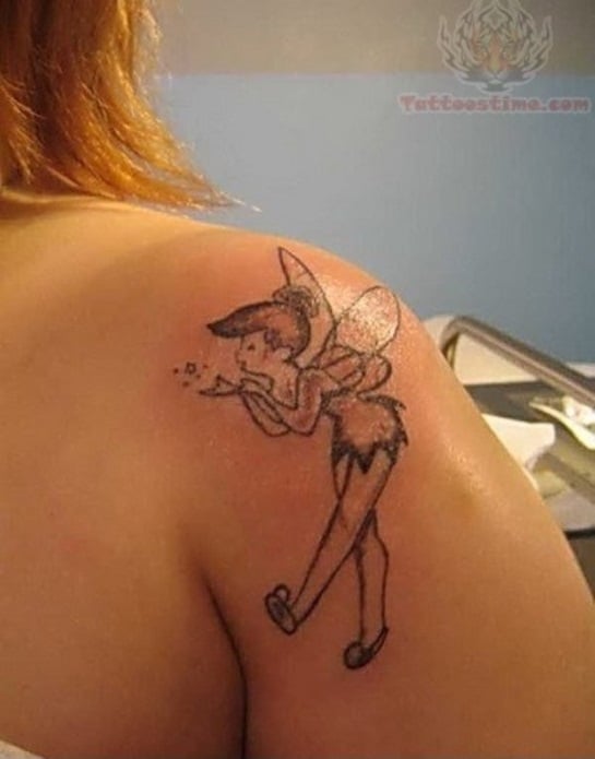  tinkerbell tattoo on shoulder 