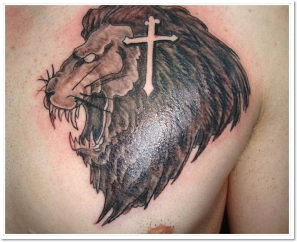  Cross-Lion Tattoo 