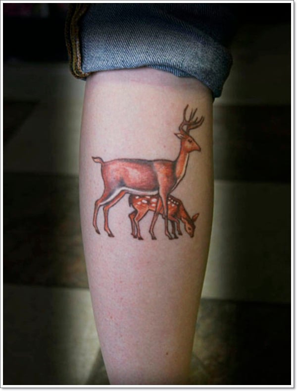  Cute Deer-with Mummy Tattoo Trend 