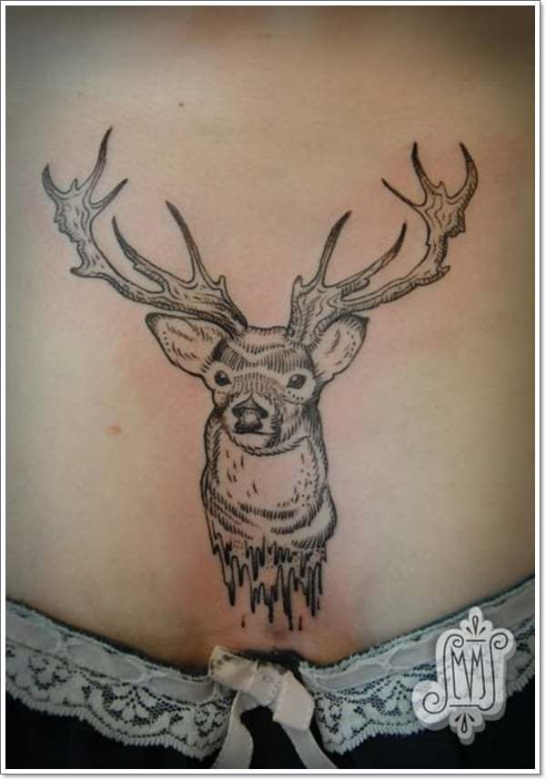  Deer tattoo on sub-waist 