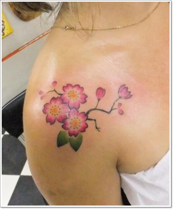 Cherry tattoos designs-Little Cherry Blossom Tattoo on shoulder