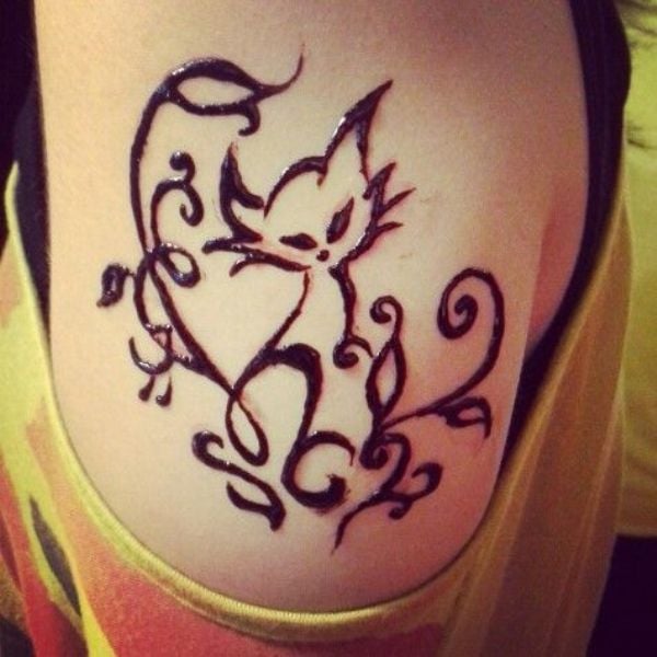  Cat henna tattoos by- -shoulder 