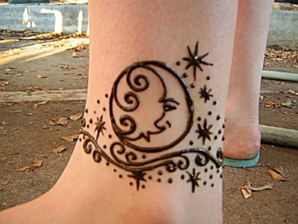  classic henna tattoo on ankle 