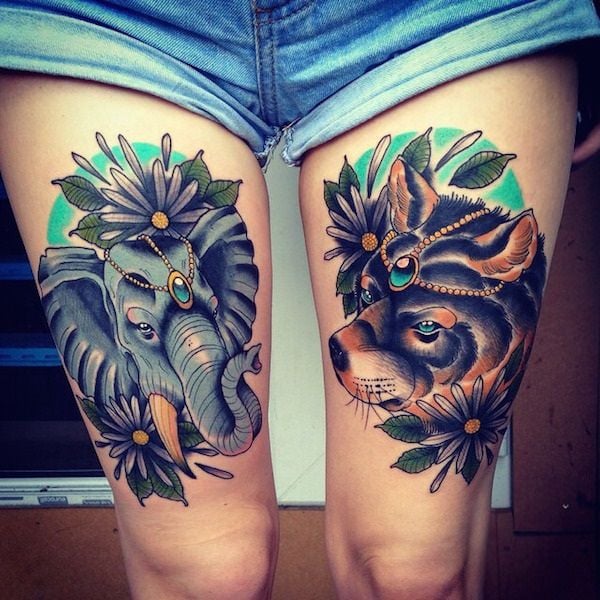 Female Thigh Tattoos Designs