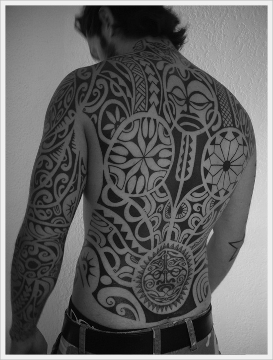 Tribal back tattoo design, idea 4