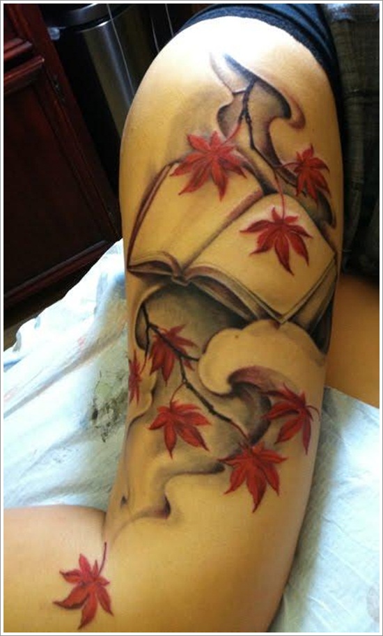 Leaf tattoo design, idea 4