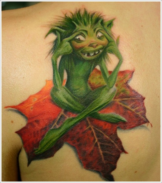 Leaf tattoo design, idea 18