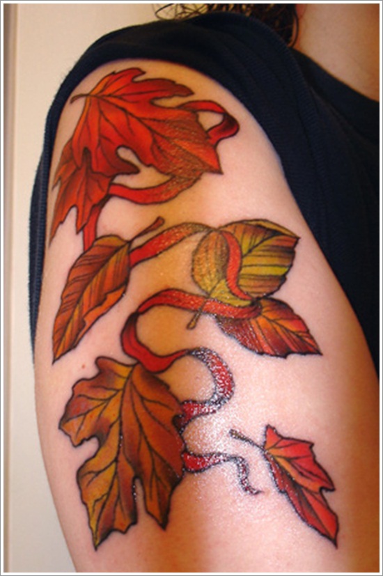 Leaf tattoo design, idea 8