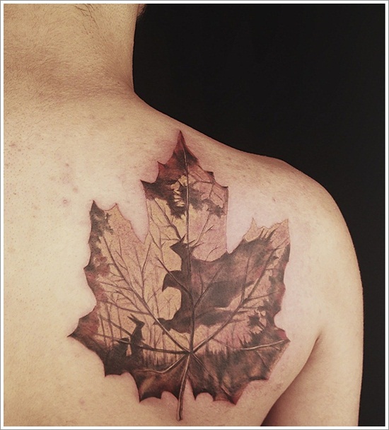 Leaf tattoo design, idea 9