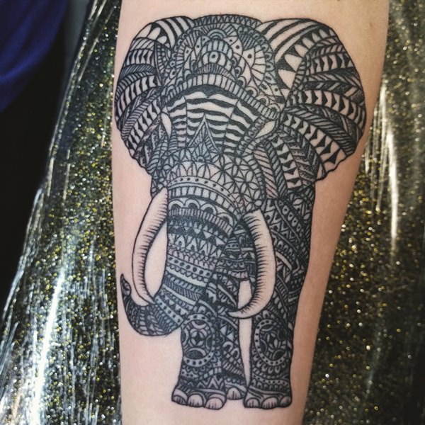 Powerful elephant tattoo design, idea 42