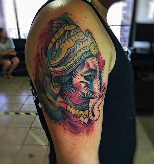 Powerful elephant tattoo design, idea 43