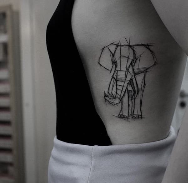 Powerful elephant tattoo design, idea 59
