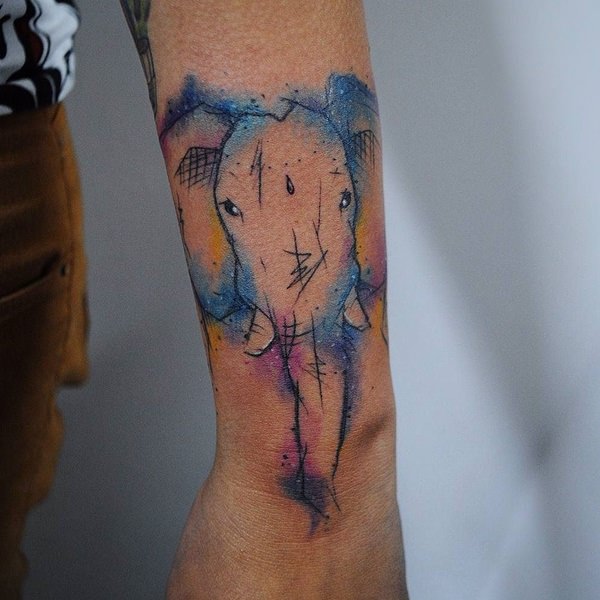 Powerful elephant tattoo design, idea 45