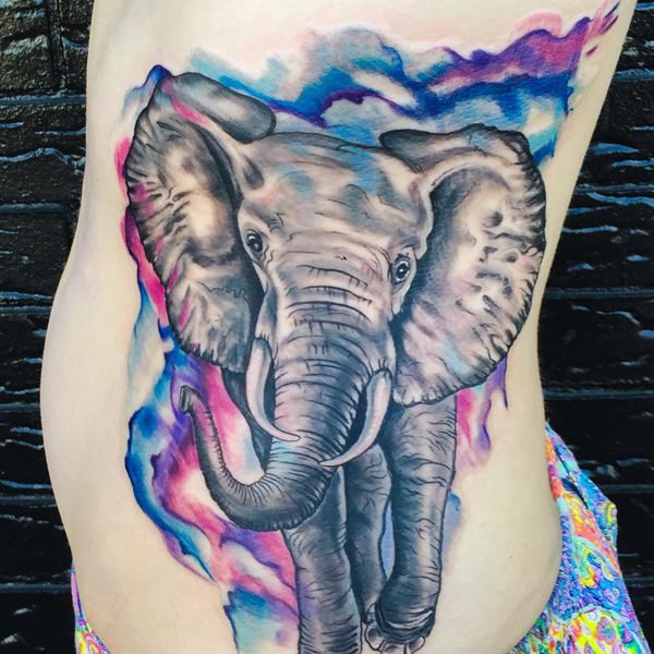 Powerful elephant tattoo design, idea 46