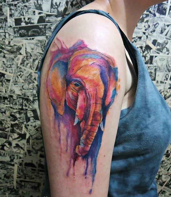 Powerful elephant tattoo design, idea 47