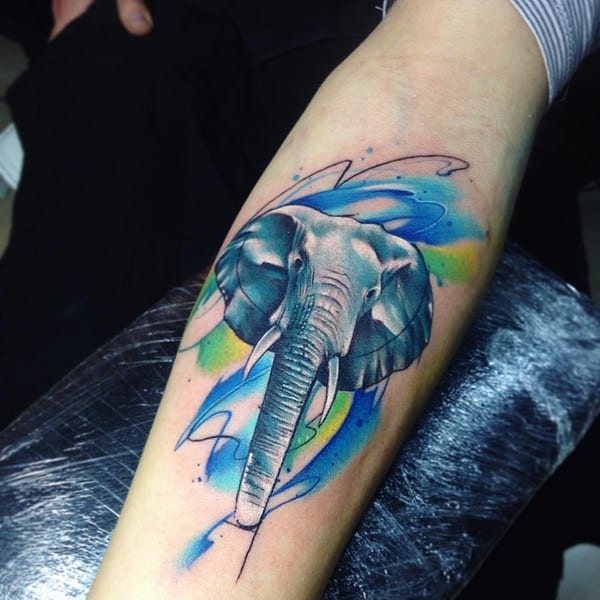 Powerful elephant tattoo design, idea 48