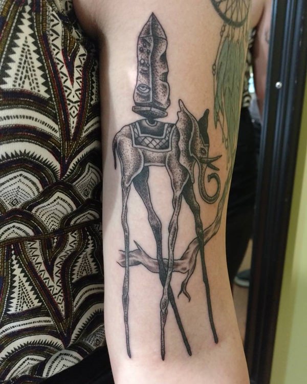 Powerful elephant tattoo design, idea 51