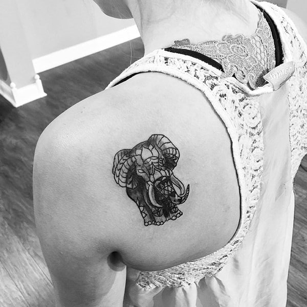 Powerful elephant tattoo design, idea 52