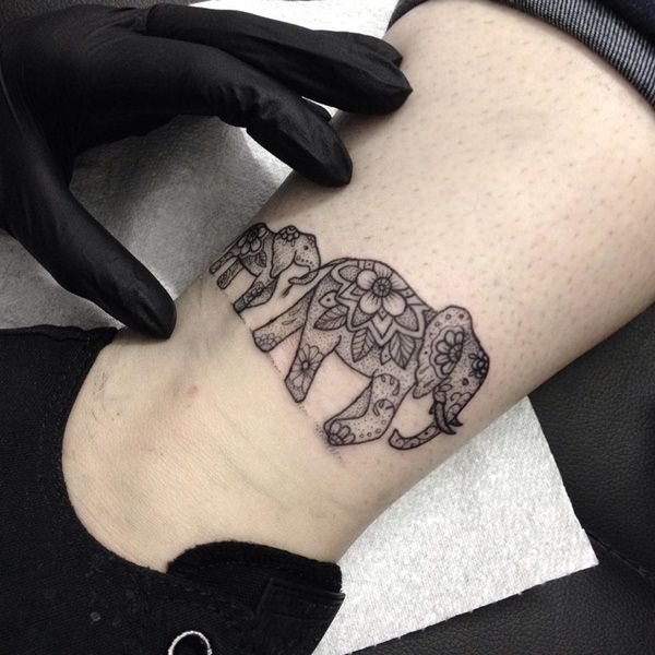 Powerful elephant tattoo design, idea 53