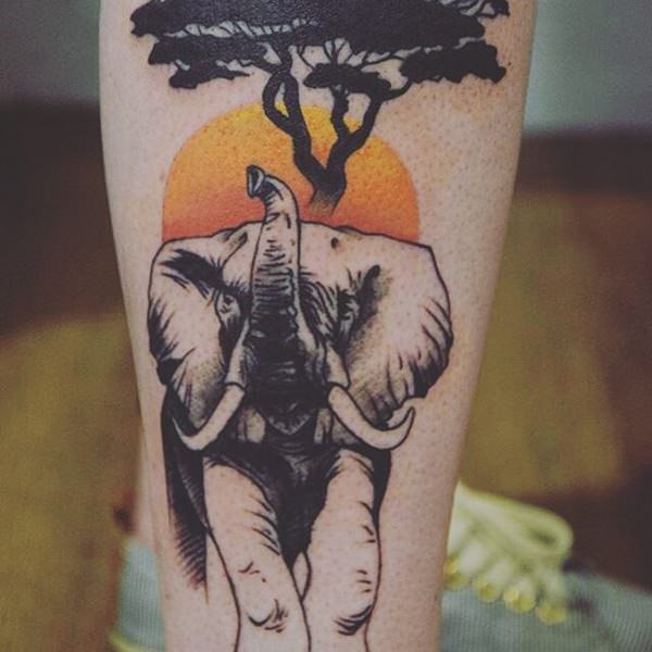 Powerful elephant tattoo design, idea 54