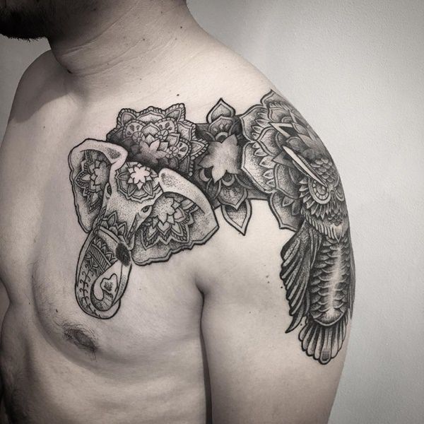 Powerful elephant tattoo design, idea 56