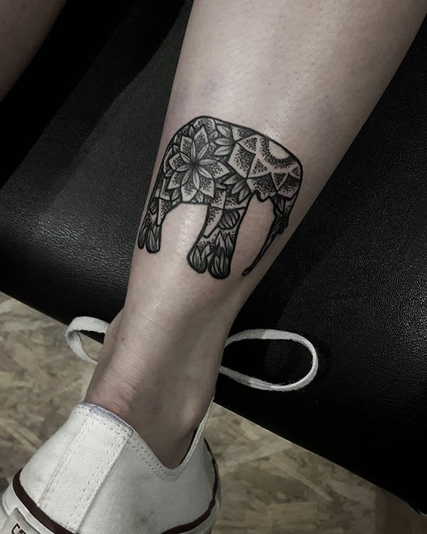 Powerful elephant tattoo design, idea 57