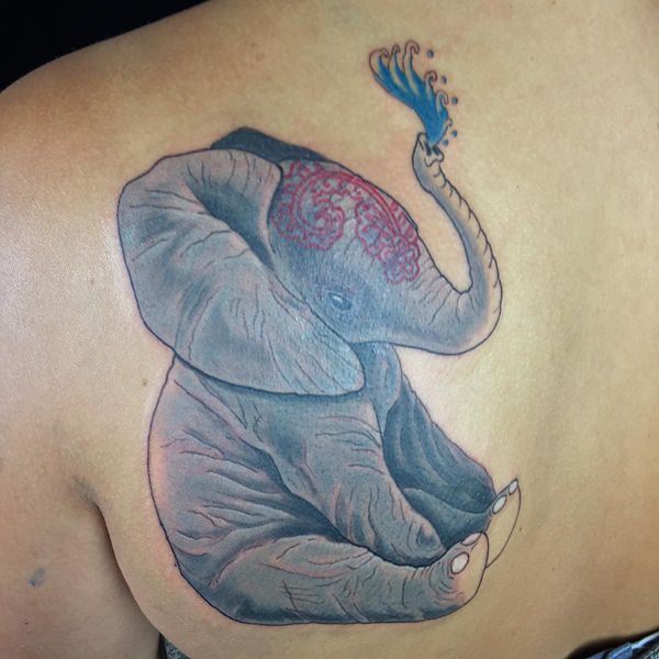 Powerful elephant tattoo design, idea 36