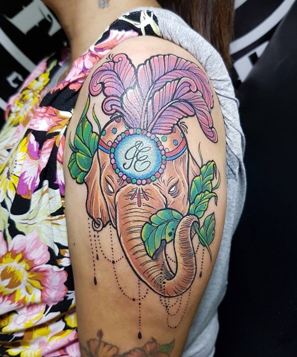 Powerful elephant tattoo design, idea 38