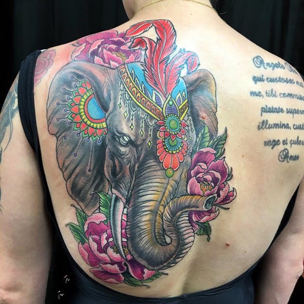 Powerful elephant tattoo design, idea 39