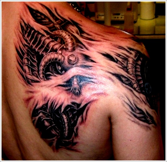 Bio mechanical tattoo design, idea 5