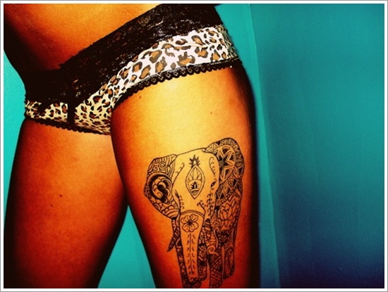 Powerful elephant tattoo design, idea 9