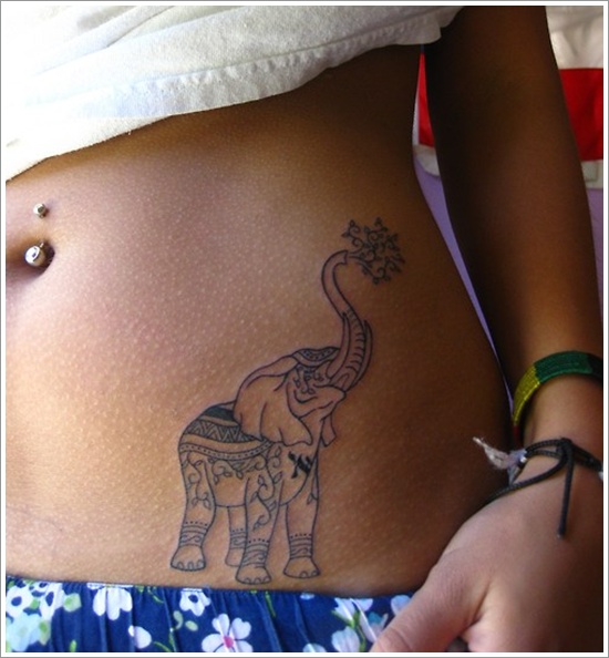 Powerful elephant tattoo design, idea 1