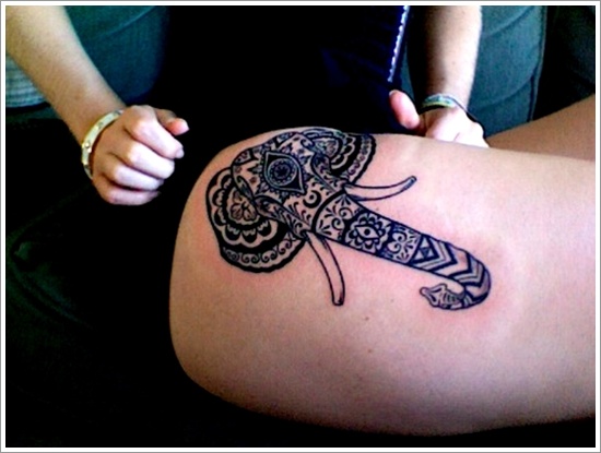 Powerful elephant tattoo design, idea 31