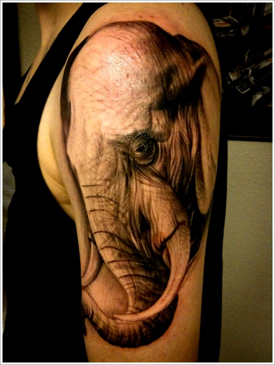 Powerful elephant tattoo design, idea 20