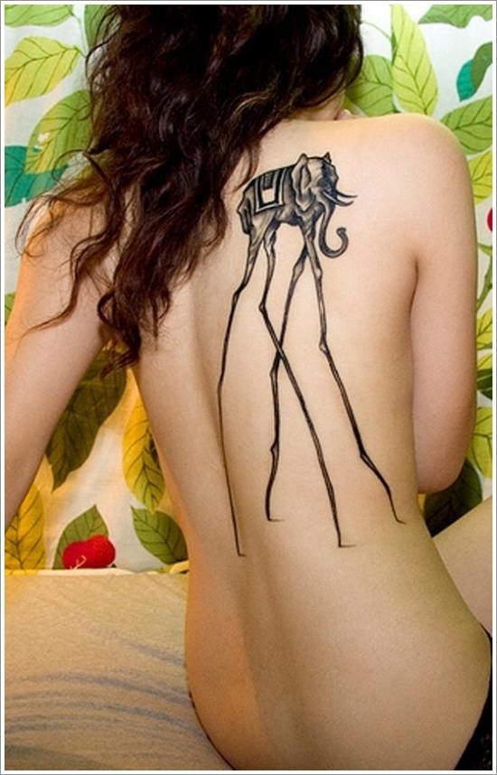 Powerful elephant tattoo design, idea 7