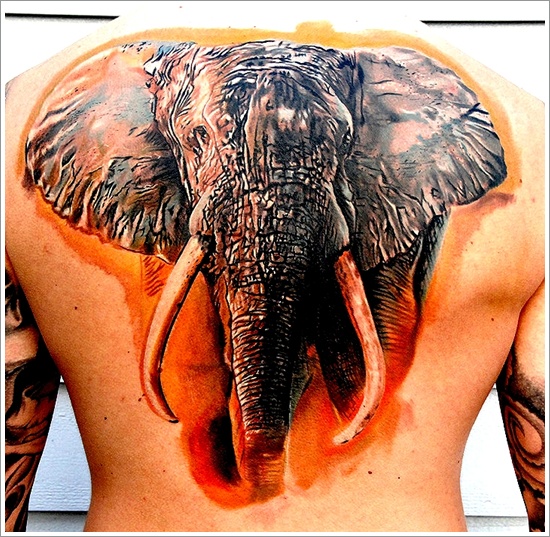 Powerful elephant tattoo design, idea 21