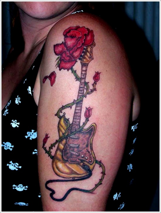 Guitar tattoo design, idea 15
