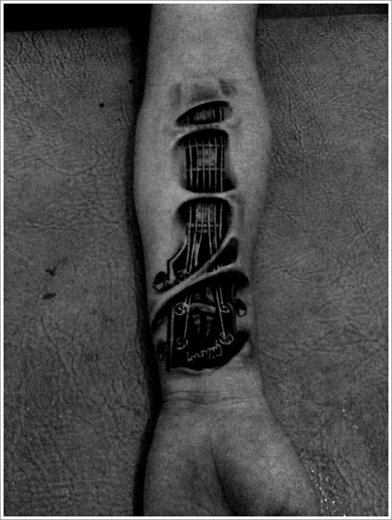Guitar tattoo design, idea 8