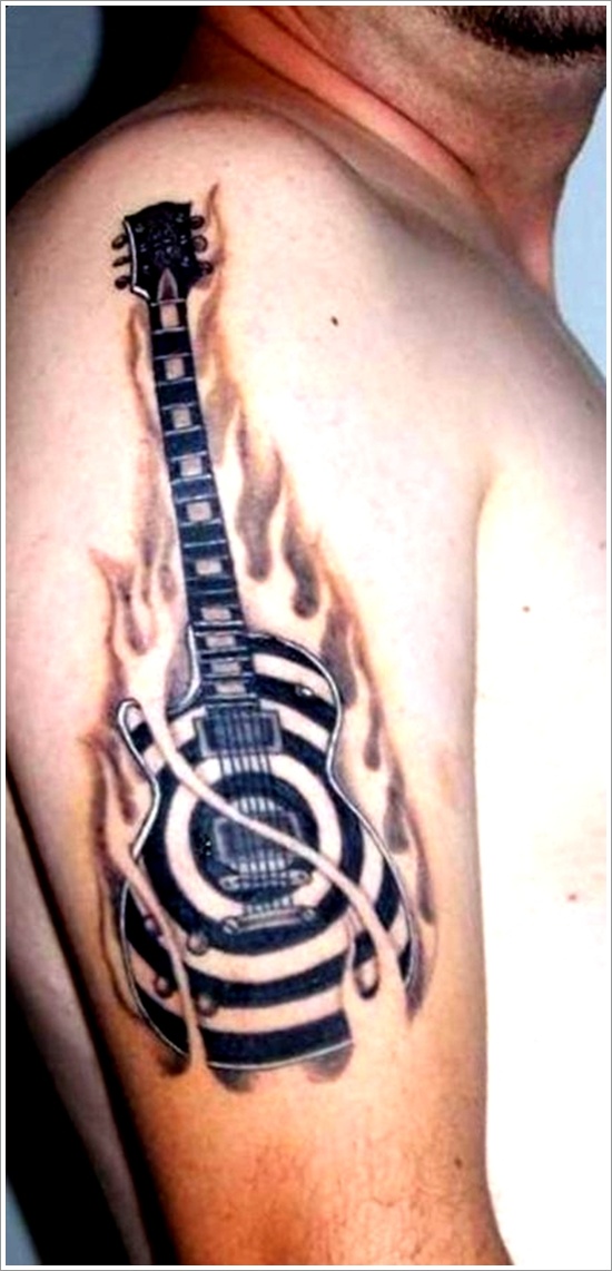 Guitar tattoo design, idea 22