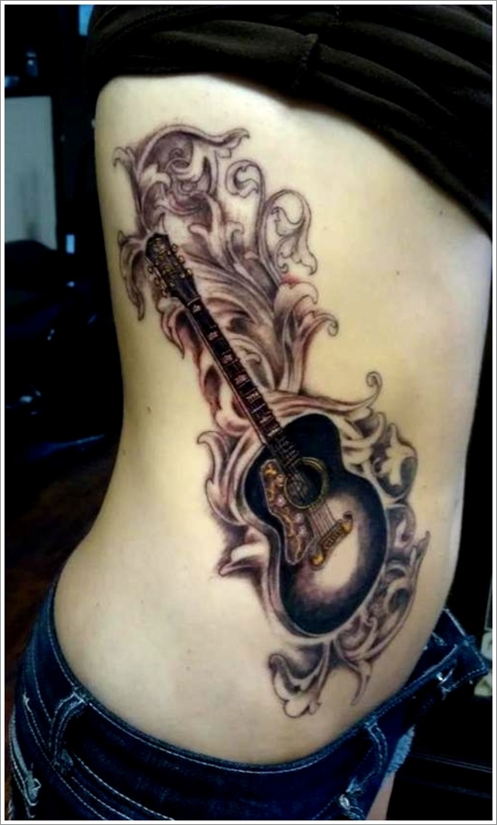 Guitar tattoo design, idea 23