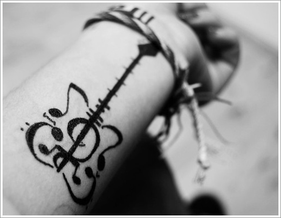 Guitar tattoo design, idea 1