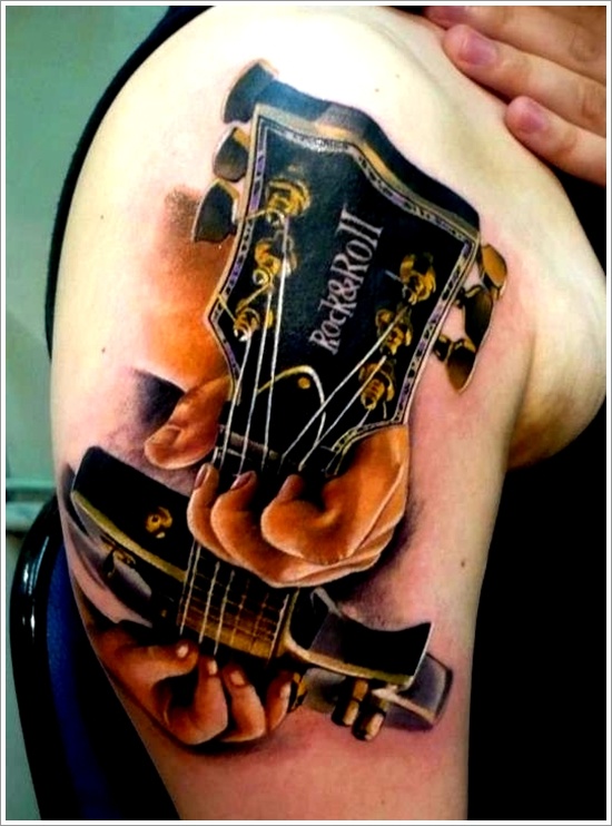 Guitar tattoo design, idea 9